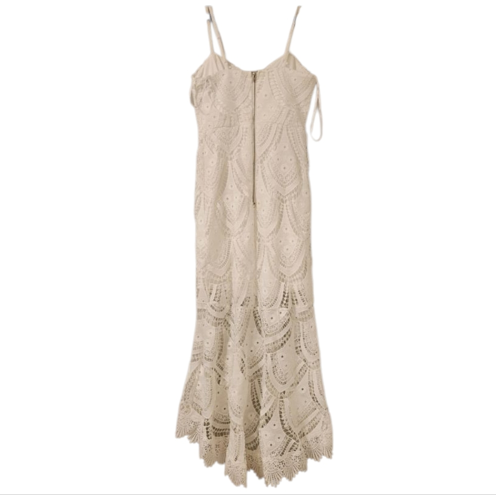 Lulus Bohemian Boho Western White Crochet Lace Summer Midi Dress. Size XS - Picture 6 of 13